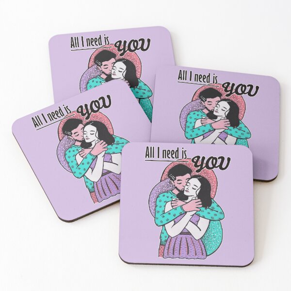 Item preview, Mixed media - All I need is you - hugging couple (purple version) designed and sold by Karolien Kenis.