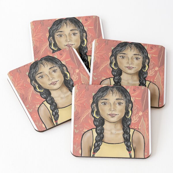 Item preview, Girl with hooped earrings designed and sold by Curls-n-Coffee.