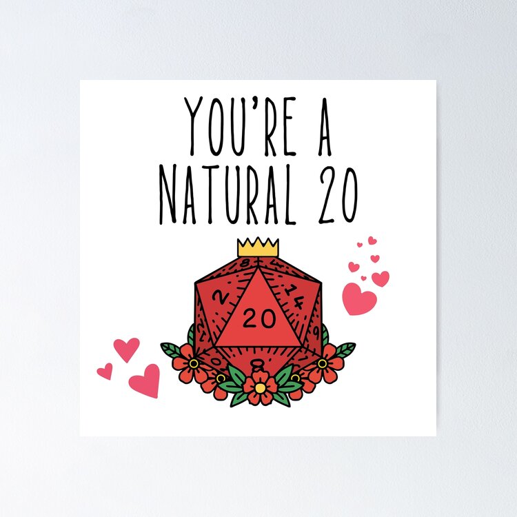 Dnd Youre Natural 20 Poster Framed Matte Canvas in 2023