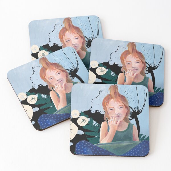 Item preview, Cool Girl on Floral Background – painted illustration designed and sold by Pia Kolle.