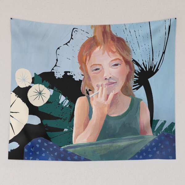 Item preview, Cool Girl on Floral Background – painted illustration designed and sold by Pia Kolle.