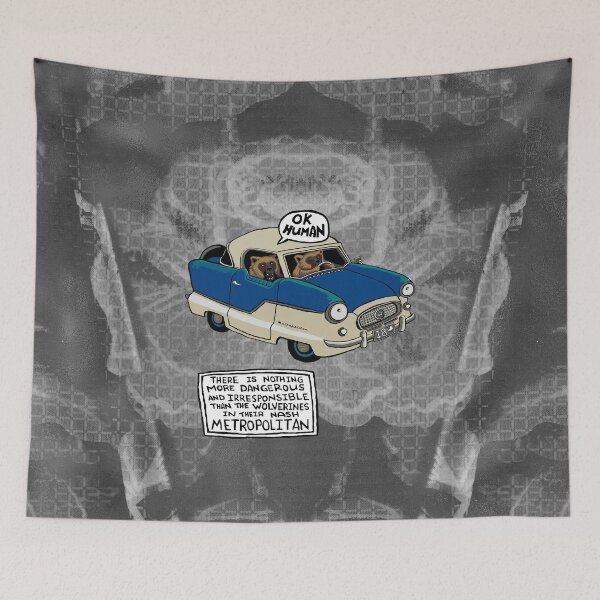 Item preview, Wolverines in their Nash Metropolitan - patterned grey designed and sold by IanForbesArt.