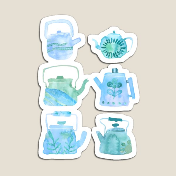 Watercolor Teapots - blue & green Magnet
