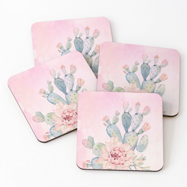Item preview, Soft Pink Watercolor Flowering Cactus  designed and sold by Cute Designs Shop.