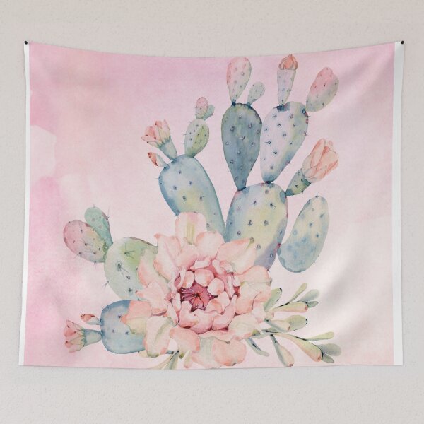 Item preview, Soft Pink Watercolor Flowering Cactus  designed and sold by Cute Designs Shop.