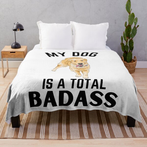 Artikelvorschau, Badass Golden Retriever lustiges Zitat Cartoon Golden Retriever entworfen und verkauft von OneTimeEngineer.