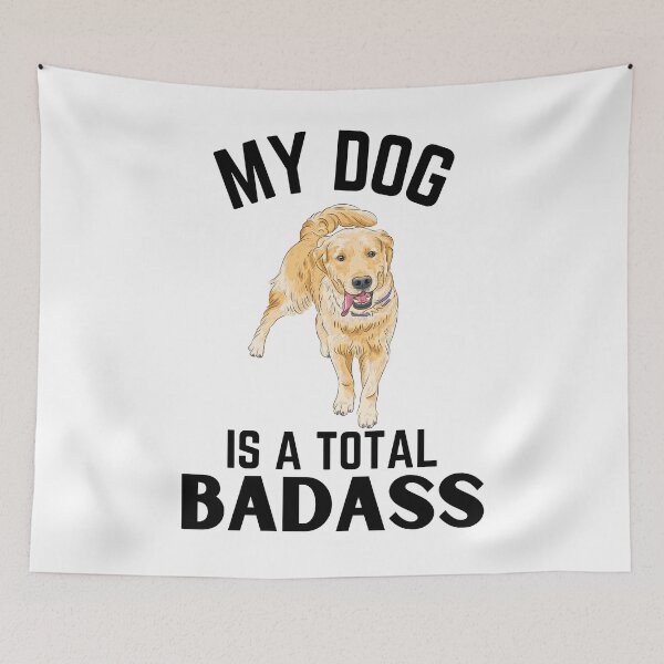 Artikelvorschau, Badass Golden Retriever lustiges Zitat Cartoon Golden Retriever entworfen und verkauft von OneTimeEngineer.