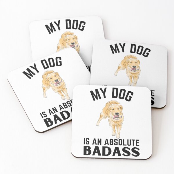 Artikelvorschau, Badass Golden Retriever lustiges Zitat Cartoon Golden Retriever entworfen und verkauft von OneTimeEngineer.