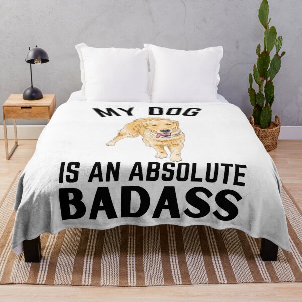 Artikelvorschau, Badass Golden Retriever lustiges Zitat Cartoon Golden Retriever entworfen und verkauft von OneTimeEngineer.