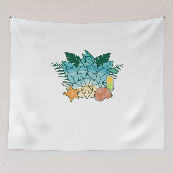 Item preview, Rascal Polygon Head Summervibes Summer Sun Beach Shell Fern designed and sold by RascalMedia.
