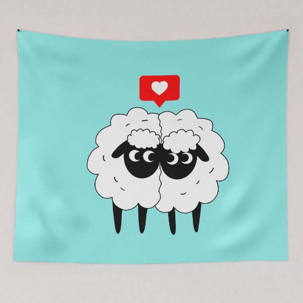 Item preview, Sheep Love - Blue designed and sold by Kittys-Art.