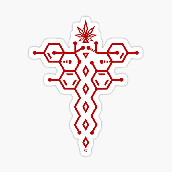 Stickers & Magnets 001: Red ElixirSymbol© (THC:CBD Molecule) Sticker