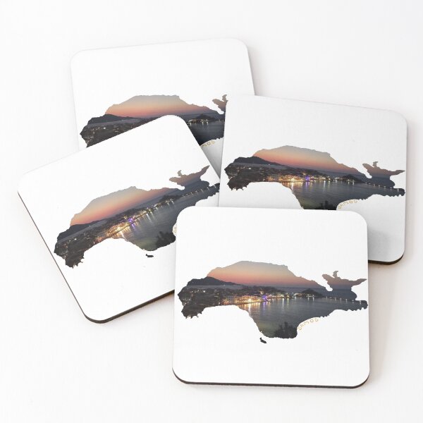 Item preview, Samos - island silhouette with Kokkari after sunset / at night (Greece) designed and sold by nabeArtist.