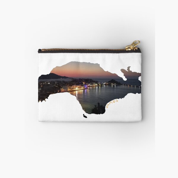 Item preview, Samos - island silhouette with Kokkari after sunset / at night (Greece) designed and sold by nabeArtist.