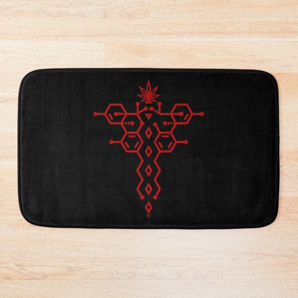 Bathroom 001: Red/Black ElixirSymbol© (THC:CBD Molecule) Bath Mat
