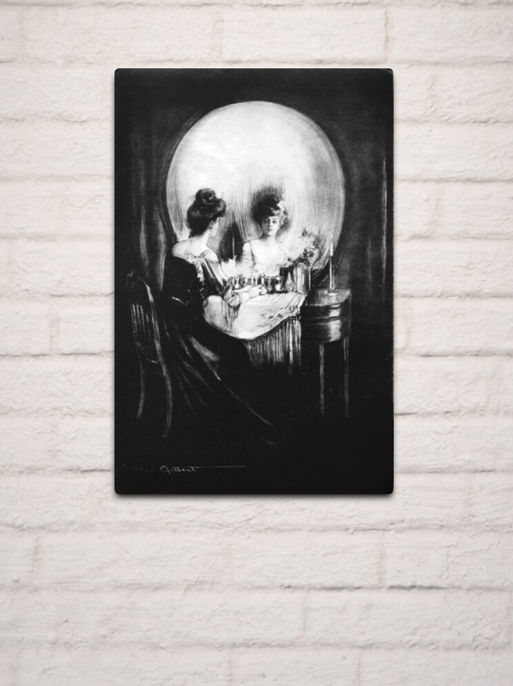 A Skull or a Woman? Optical Illusion of Death and Vanity | Metal Print