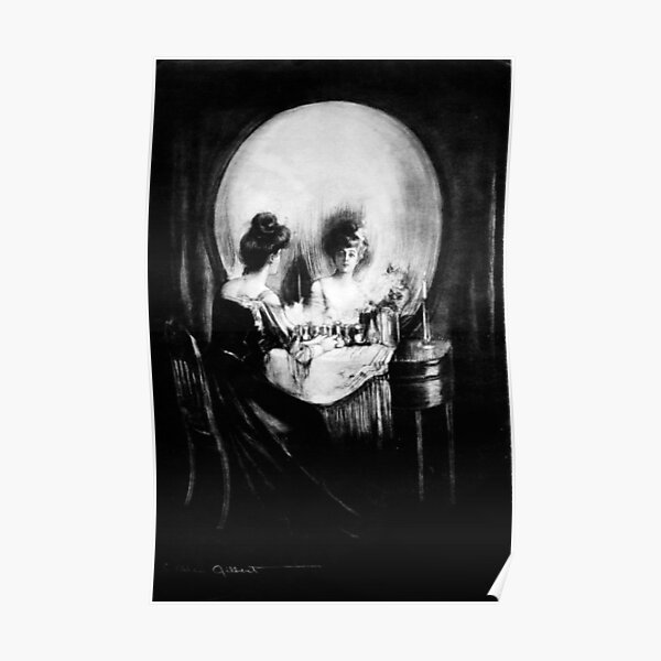 A Skull or a Woman? Optical Illusion of Death and Vanity Poster