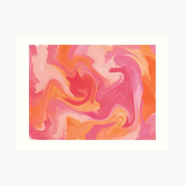 pink and orange warm marble swirl tie dye Art Print