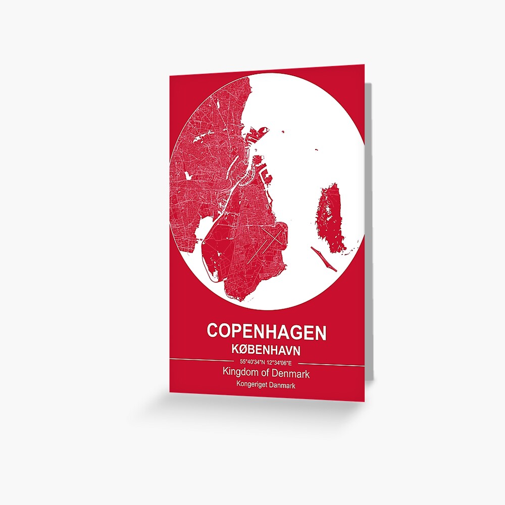 "Copenhagen (Kingdom of Denmark) City Map" Greeting Card by jesse
