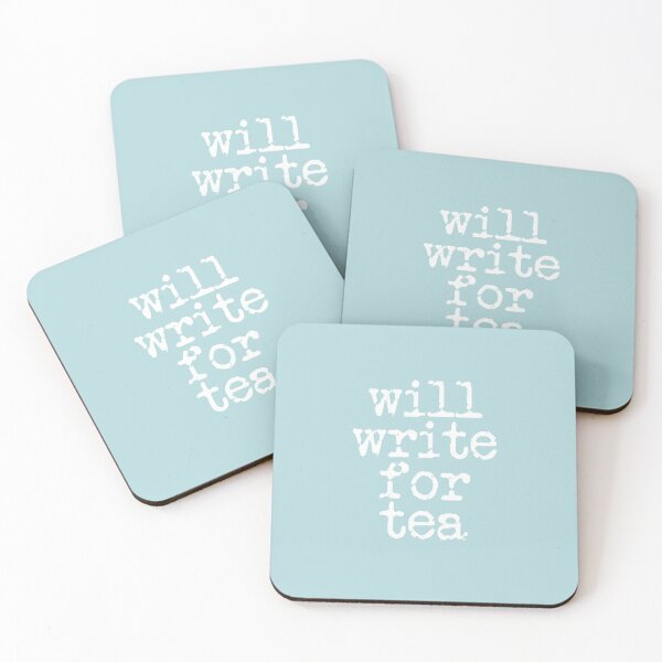 Item preview, will write for tea in white on sea green designed and sold by TeaRoseWriter.