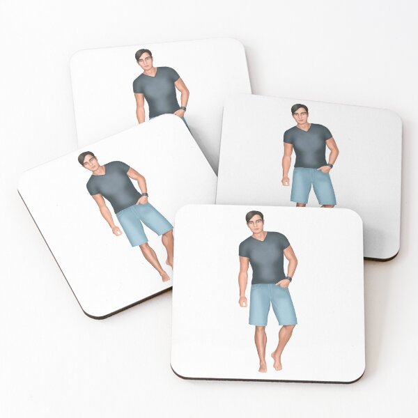 Item preview, painted athletic man in denim shorts designed and sold by nataliavavilina.