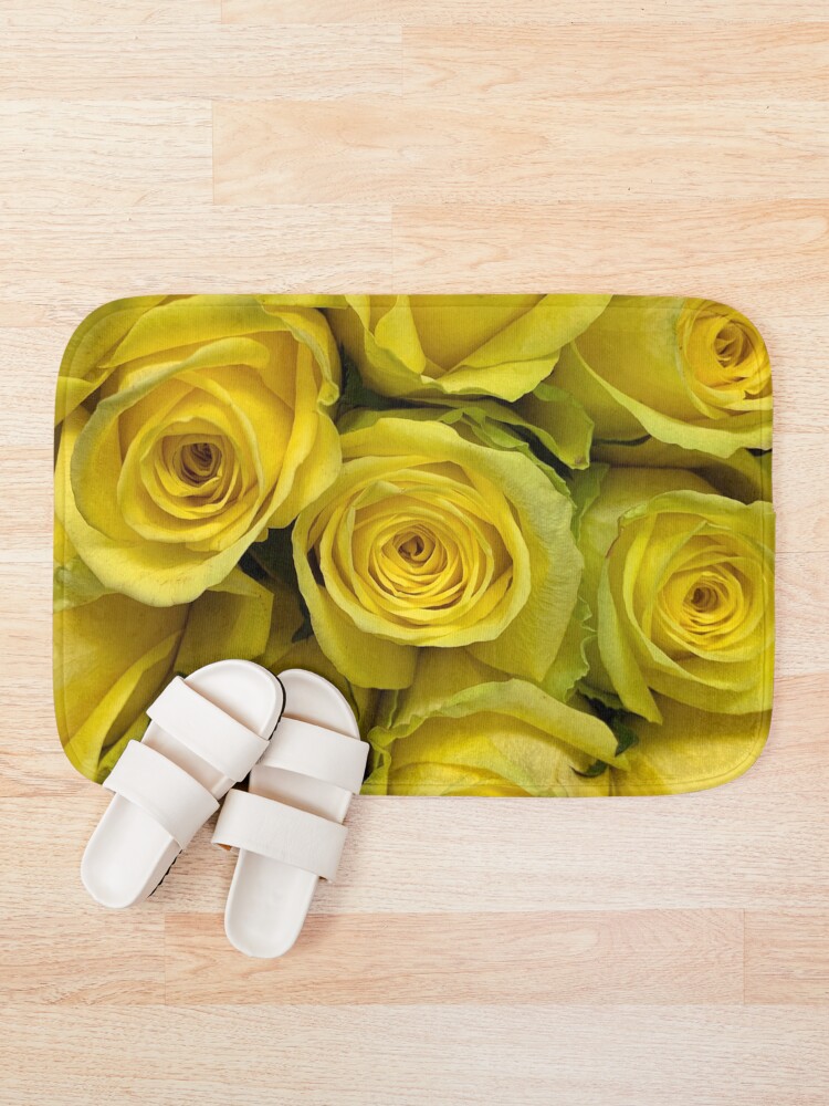 Thumbnail 1 of 6, Bath Mat, Yellow Roses designed and sold by Beardeaux.