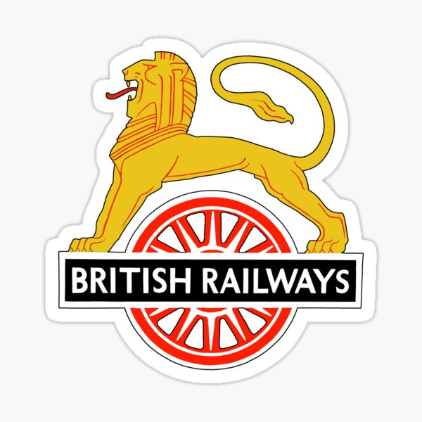 BRITISH RAILWAYS, BR, SIGN, First logo, British Railways, Cycling Lion. Sticker