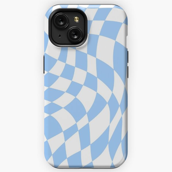 Light Blue Wavy Checkered Phone Case Retro iPhone 14 Case 