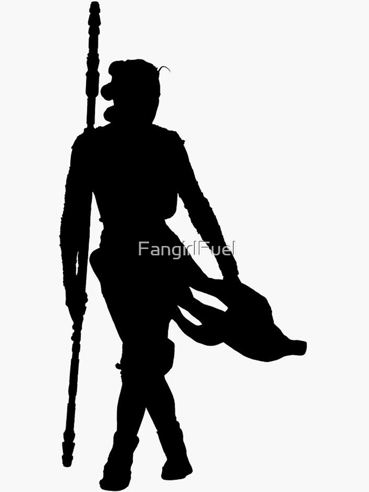 Rey with Staff Silhouette Sticker