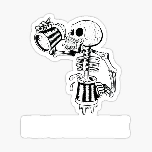 Perpetuum Mobile Skeleton Drinking Beer Endless Beer Sticker By Stndor Redbubble