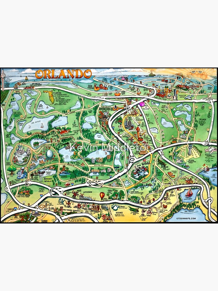 quot Orlando Florida Cartoon Map CARD quot - Flat,750x,075,f Pad,750x1000,f8f8f8.u4 