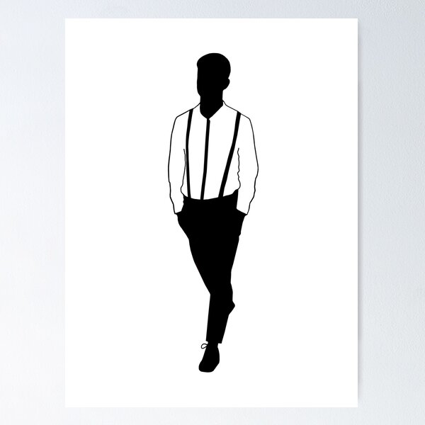 Item preview, stylized man in white shirt and black trousers designed and sold by nataliavavilina.