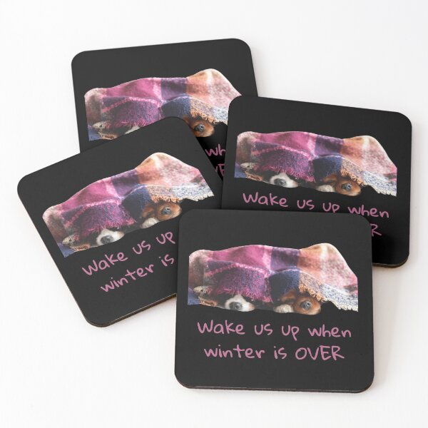 Item preview, Wake Us Up When Winter Is Over. Dogs Sleeping Under Blanket. Text designed and sold by JellyBeenzz.