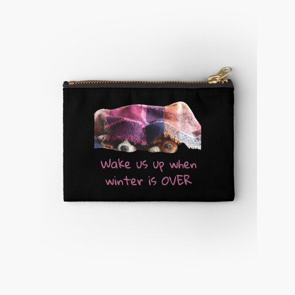 Item preview, Wake Us Up When Winter Is Over. Dogs Sleeping Under Blanket. Text designed and sold by JellyBeenzz.