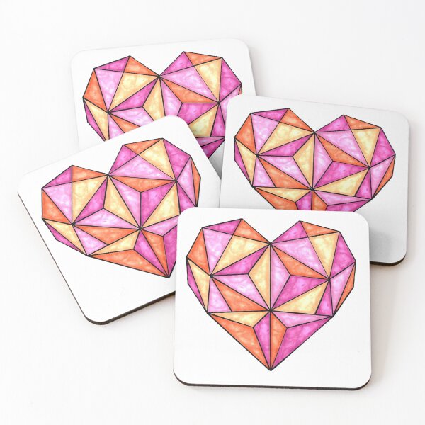 Item preview, Pink magenta red orange jewel heart Lesbian pride designed and sold by JoyfulJen.