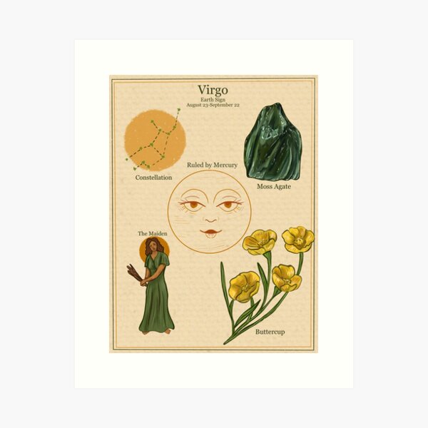 Item preview, Vintage Style Zodiac Sign Astrology Poster- Virgo designed and sold by sarahdipity.