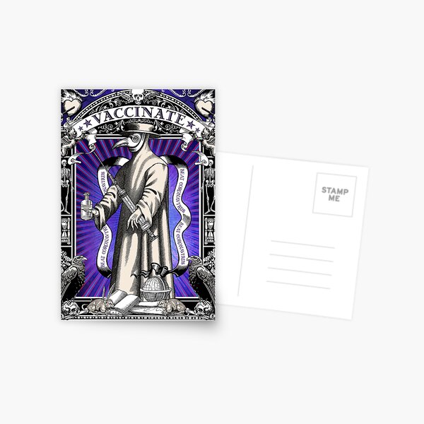 Plague Doctor Vaccinate Steampunk with Rats and Skulls Postcard