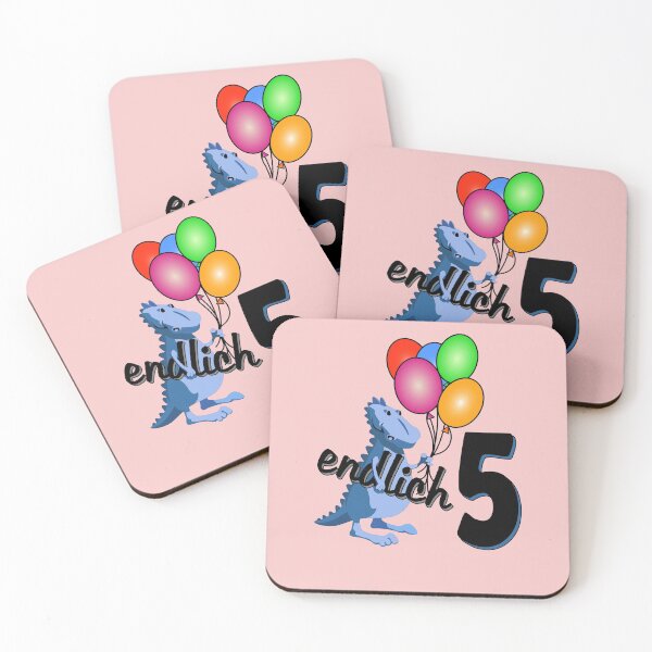 Item preview, Finally 5 years | 5th birthday | Blue dinosaur with colorful balloons designed and sold by shirt-planet.