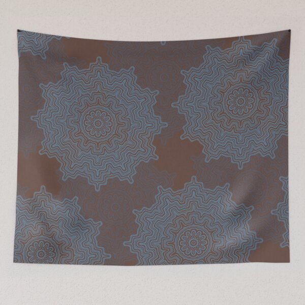 Item preview, Farrow Ball Deep Reddish Brown with Ultra Marine Blue and Imperial Blue Aztec Mandala Design 2 designed and sold by AuraTherapeia.