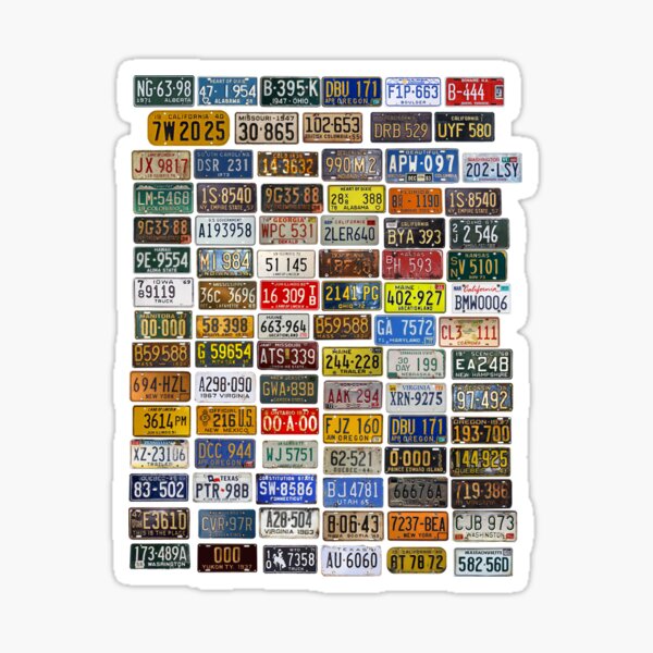 " Vintage Vehicle License Plates" Sticker by alexeipascoal77 | Redbubble