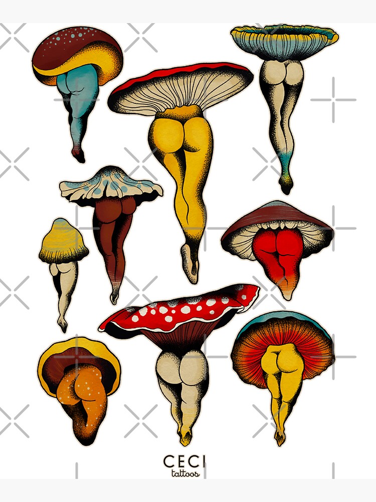 Sexy mushrooms tattoo flash by ceciliagranata