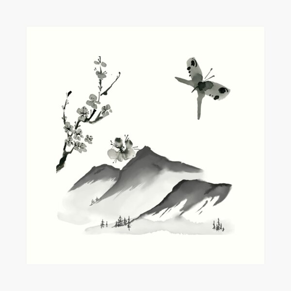 Sumi-E Japanese Landscape Painting - Juka Arts - Paintings & Prints,  Landscapes & Nature, Seasons, Winter - ArtPal