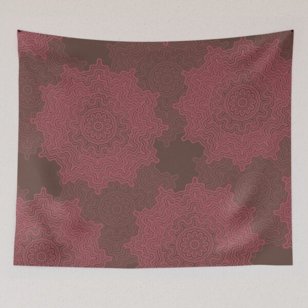Item preview, Farrow Ball Deep Reddish Brown with Lake Red Aztec Mandala Design 2 designed and sold by AuraTherapeia.