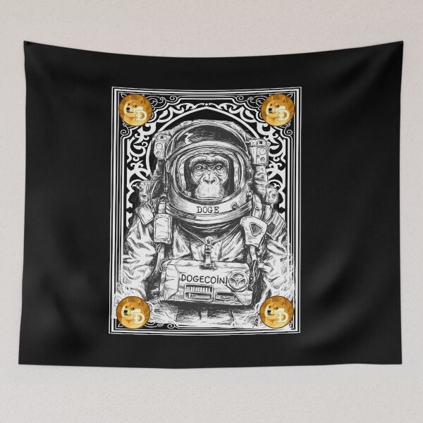 Item preview, Dogecoin DOGE Cryptocurrency Space Monkey Art designed and sold by Bitcoin-Fashion.