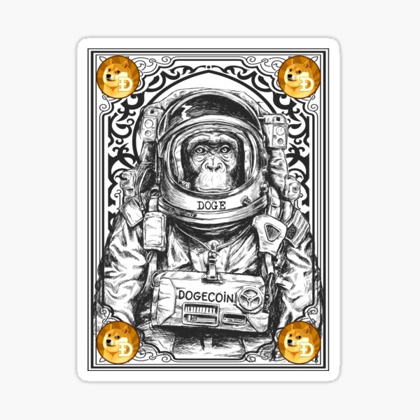 Artikel-Vorschau von Dogecoin DOGE Kryptowährung Space Monkey Art, designt und verkauft von Bitcoin-Fashion.