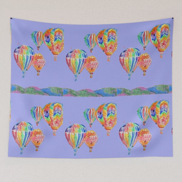 Item preview, Hot Air Balloon Watercolor Painting on Lavender Purple Balloons designed and sold by Sarah  Rajkotwala.