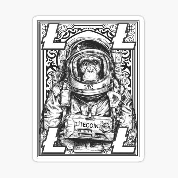 Artikel-Vorschau von Litecoin LTC Kryptowährung Space Monkey Art, designt und verkauft von Bitcoin-Fashion.
