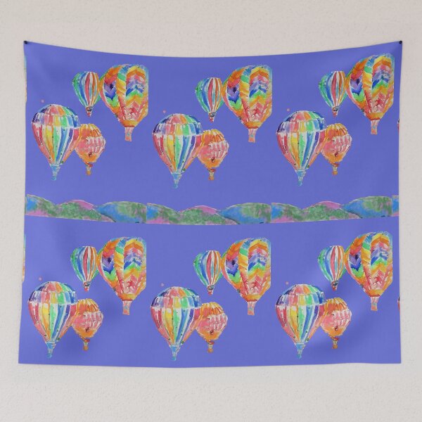 Item preview, Hot Air Balloon Watercolor Painting on Purple Balloons designed and sold by Sarah  Rajkotwala.