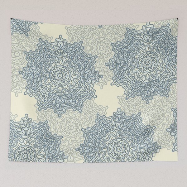 Item preview, Farrow Ball Snow White and Ultra Marine Blue Aztec Mandala Design 2 designed and sold by AuraTherapeia.