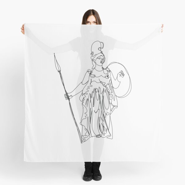 Athena Statue Line Art Scarf